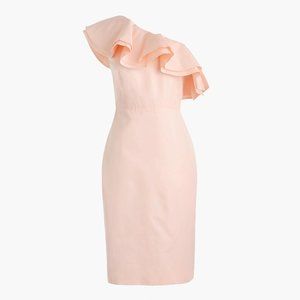 Jcrew one shoulder ruffle dress in faille